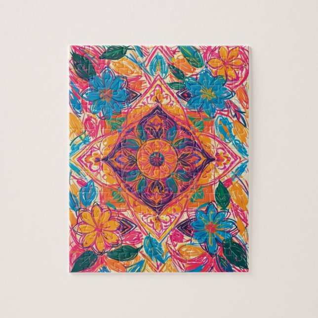 Unika orienterade blomsterskript pussel (Vertikal)