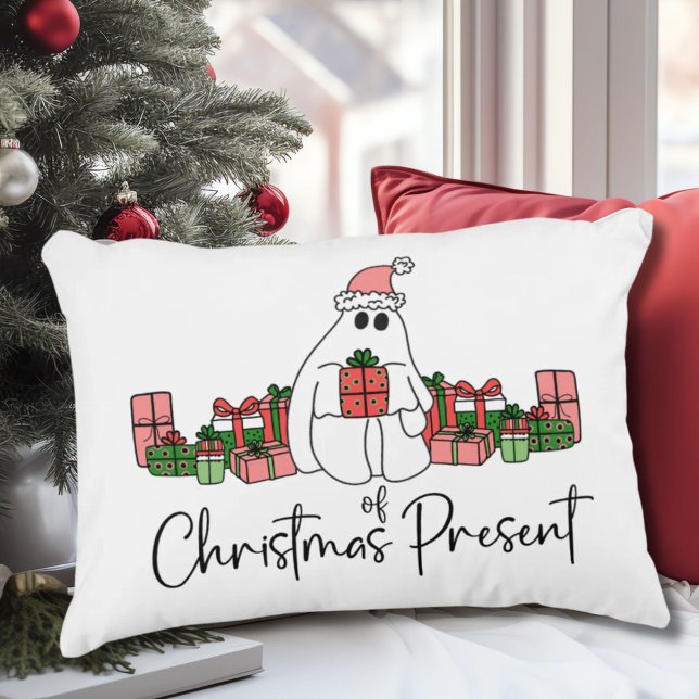 Unika Roliga Kul Jul Prydnadskudde (Cute Simple Modern Funny Ghost Of Christmas Accent Pillow)