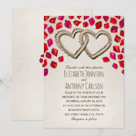 Unika såghöns i Ro Petal Beach ThLED Bröllop Inbjudningar