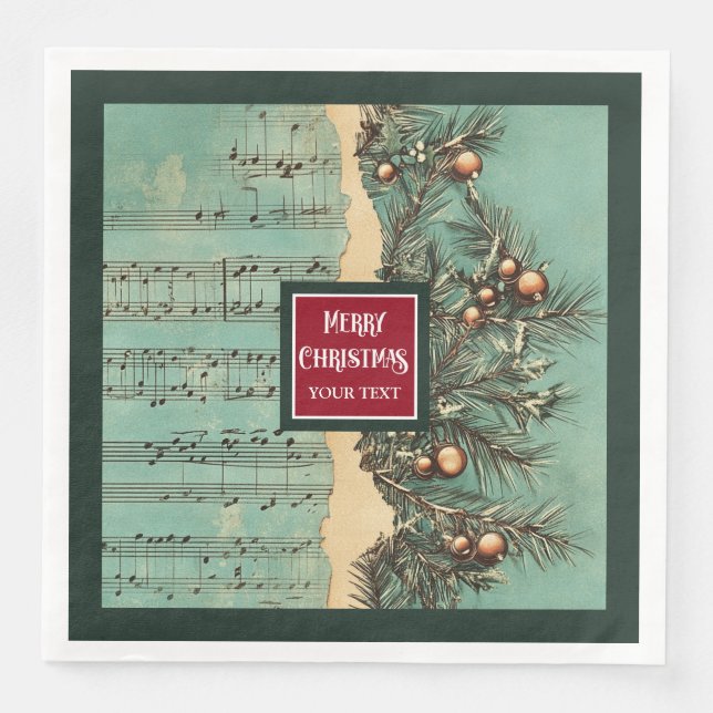 Unika servetter av vintage i den muterade julpalet (Framsida)