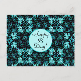 Unika svarta blommor med Aqua Teal Löv Anpassnings Vykort