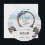 Unika trärån, Beach Flowers Bröllop Spara Datumet<br><div class="desc">Jag hoppas att du njuter av det här underbara Bröllop spara datum-kortet med det här unika träbalken och blommorna på det. Du kan ändra ALLA PERSONLIGA UPPGIFTER på Spara datumkortet för att uppfylla dina behov. Njut! https://www.zazzle.com/store/dazzlingpaperitems</div>