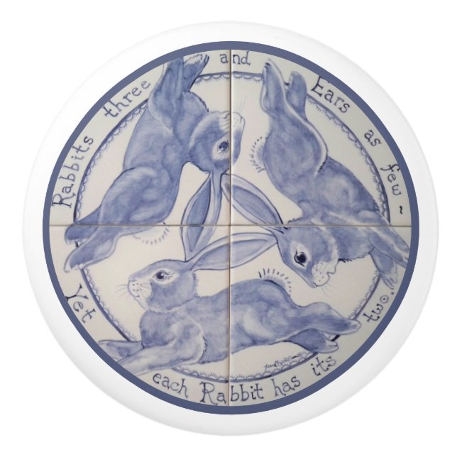 Unika trehjuliga kaniner  Öron medelblått Knopp (Framsidan)