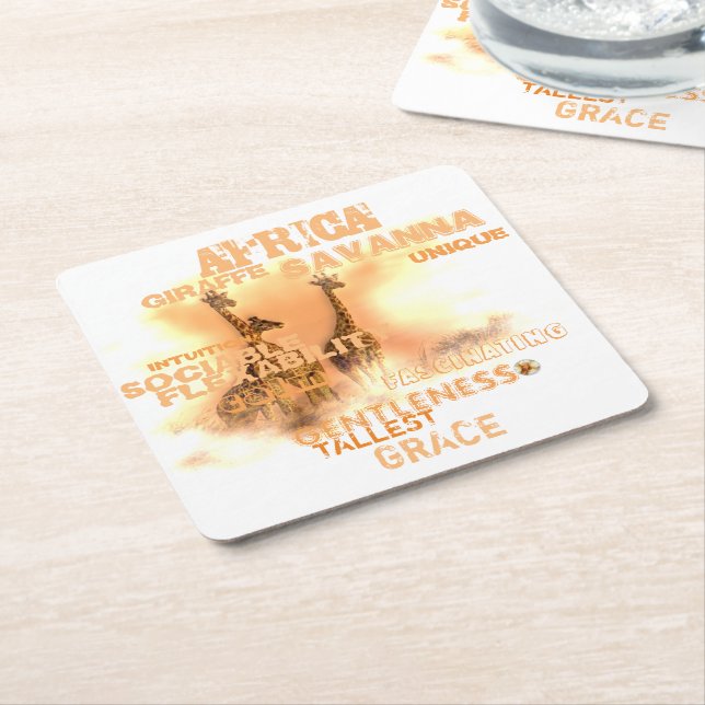 Unika Underlägg för Giraffes Square Papper Kvadrat (Vinklad)