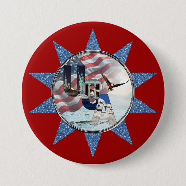Unika USA historiska landmärkesbrev Patriotiska Knapp (Framsida)