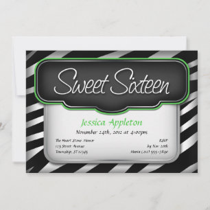 Unika zebraprint "Sweet Sixteen"-inbjudningar Inbjudningar
