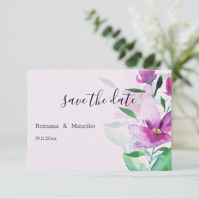 Unikhet Hos Violetta Akvarellkonst Blommor Spara Datumet (Stående Fram)