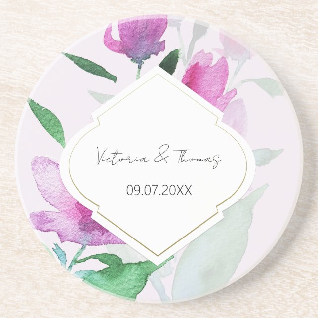 Unikhet Hos Violetta Akvarellkonstblommor Underlägg (Framsidan)