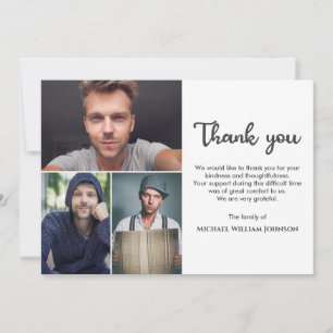 Unikt 3 fotokollage Mourning Funeral Memorial Tack Kort