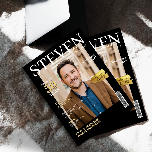 Unikt 50:e födelsedagaromslag för fotomagasin med  inbjudningar (Skapare uppladdad)