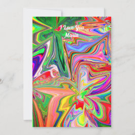 Unikt abstrakt färgglatt och livfullt Valentine-ko Julkort