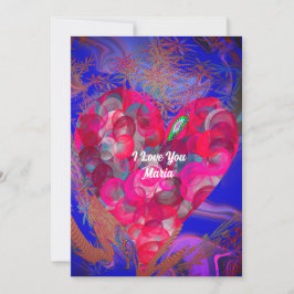 Unikt abstrakt färgglatt och livfullt Valentine-ko Julkort