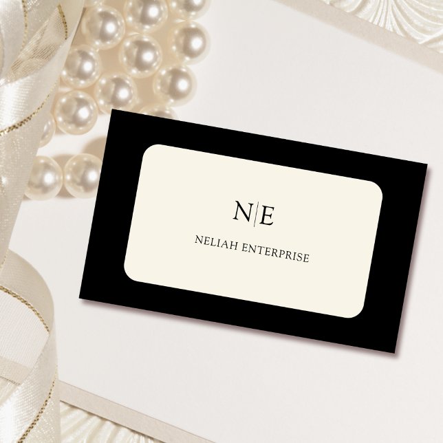 unikt affärskort för svart och grädde visitkort (Skapare uppladdad)