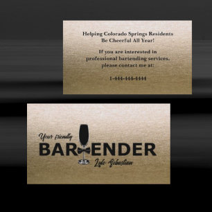 Unikt Affärskort Guld Glitter Bowtie Bartender Visitkort