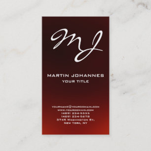 Unikt Affärskortet Calligraphy Monogram Mörk Red Visitkort