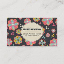 Unikt Affärskortet Retro Stil Flowers Visitkort