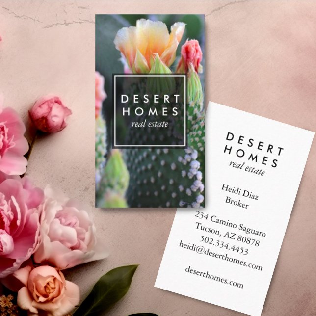 Unikt äkta Gods Cactus Flower Desert Photo Visitkort (Cactus photography custom business cards)