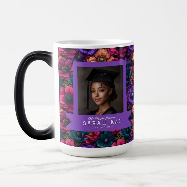 Unikt Anemoner Tryck Barnbarns Examen Magisk Mugg (Vänster)