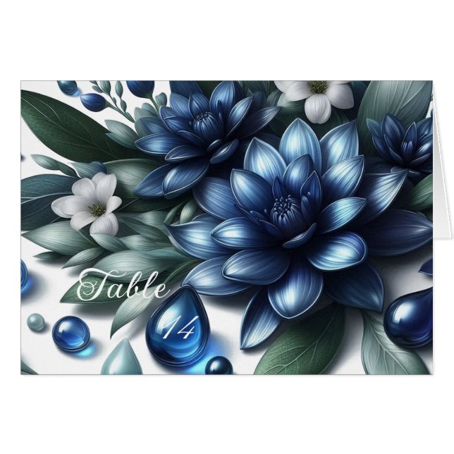 Unikt Blått Färgat Hydrangea Bord Sittkort OBS Kort (Framsidan Horizontal)
