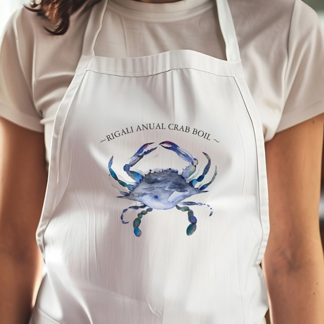 Unikt blått krabbblock förkläde (Custom aprons blue crap art by Victoria Grigaliunas Do Tell A Belle personalized)
