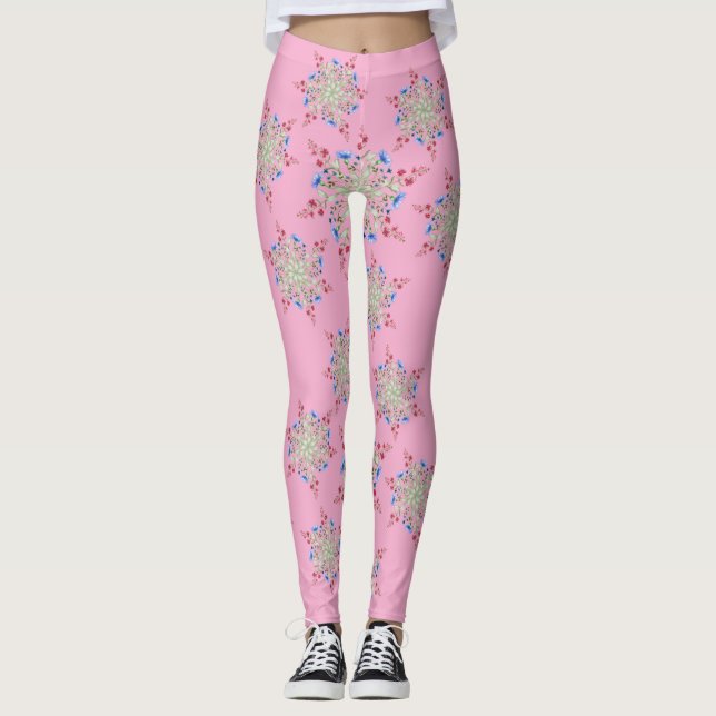 Unikt blommönster designat leggings (Framsida)