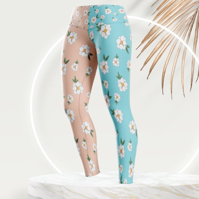 Unikt Blommönster Flowers 2 tone Färg Leggings (Skapare uppladdad)