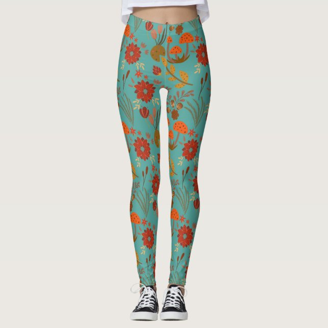 Unikt Blommönster Leggings (Framsida)
