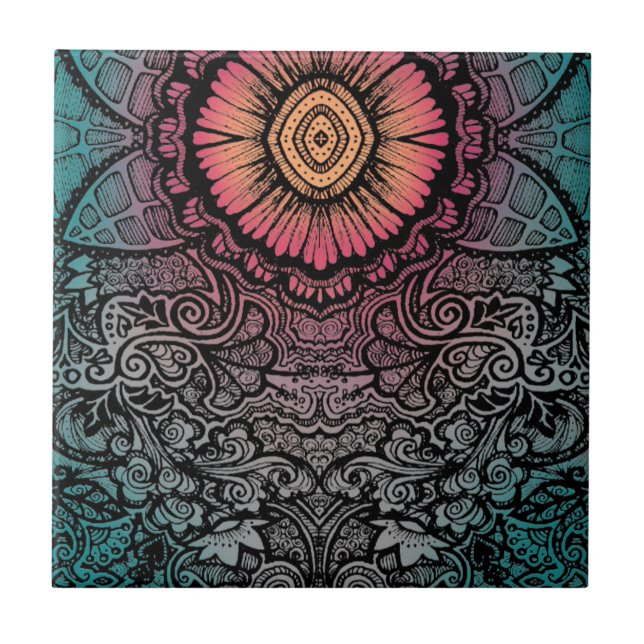 UNIKT BOHEMISKT MÖNSTER KAKELPLATTA (Framsidan)