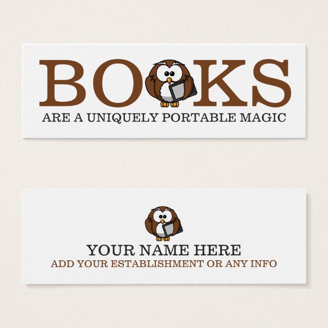 Unikt bokmärke för Uggla Litet Visitkort (Framsida & baksida)