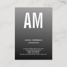 Unikt enkelt monogram för svart grått visitkort