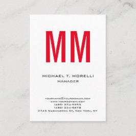 Unikt enkelt, vitt monogram visitkort