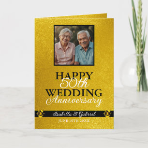 Unikt fotfoto för parente Guld 50-årsjubileum Kort