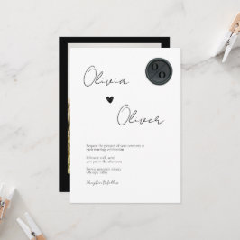 Unikt foto av svart vax-sälmonogram, bröllop inbjudningar