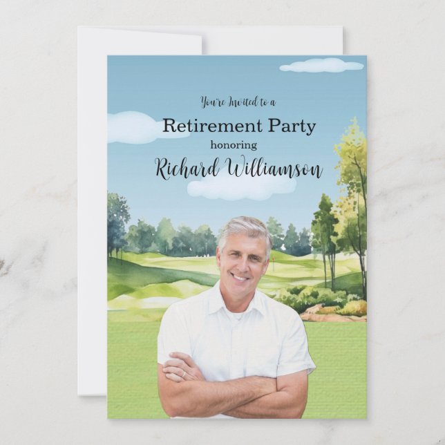 Unikt Foto Vattenfärg Golf Tema  Inbjudningar (Framsida)