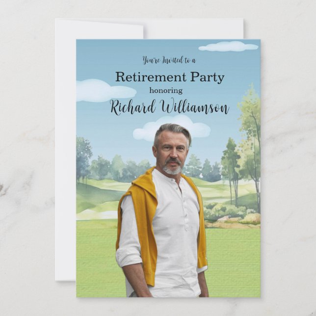 Unikt Foto Vattenfärg Golf Tema  Inbjudningar (Framsida)