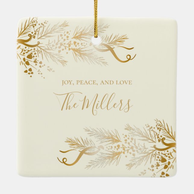 Unikt God jul för Eleganten personlig Namn Julgransprydnad Keramik (Baksida)