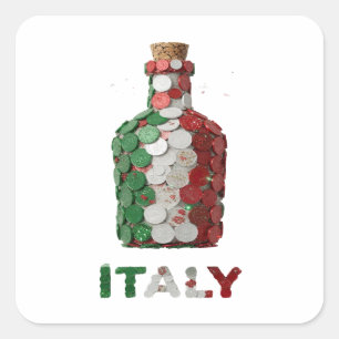 Unikt grönt ITALY-klistermärkesmotiv Fyrkantigt Klistermärke