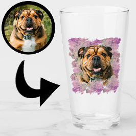 Unikt Grunge Rosa Lilac Bulldog Hund älskare Photo Glaskopp