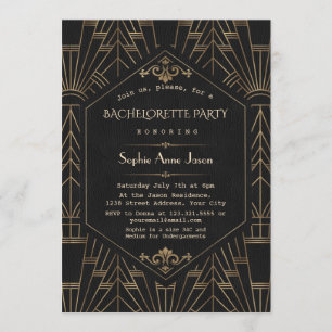 Unikt Guld Black Underbar Gatsby Bachelorette Part Inbjudningar