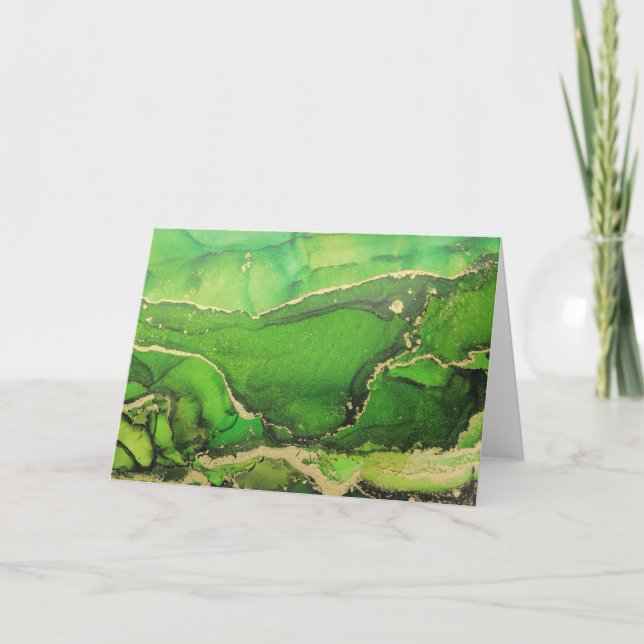 Unikt Guld-kort för svart Grönt Tack Kort (Framsida)