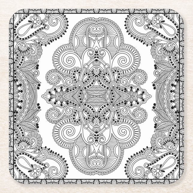 Unikt klotter underlägg papper kvadrat (Framsidan)