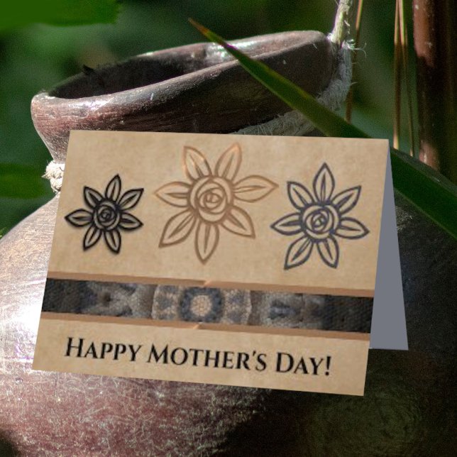 Unikt kort för Blommigt i sydvästra Stil Mors dag (Skapare uppladdad)