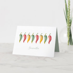 Unikt kort för vattenfärg Chili Peppers i Bridesma