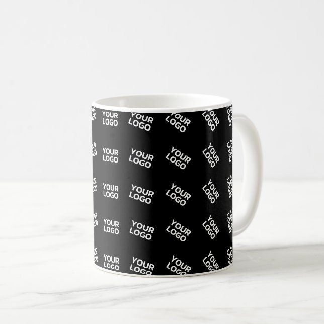 Unikt logotyp eller bildmönster | Svart (redigerba Kaffemugg (Framsida höger)