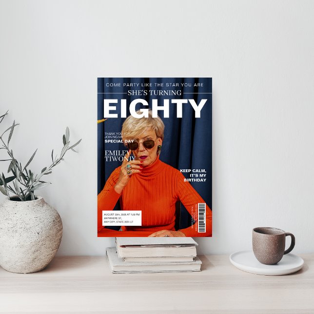 Unikt magasin, 80:e födelsedagsfoto för Anpassning Inbjudningar (Skapare uppladdad)