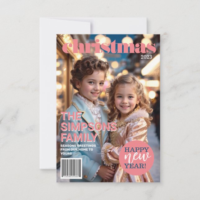 Unikt magazinekort för julklapp inbjudningar (Framsida)