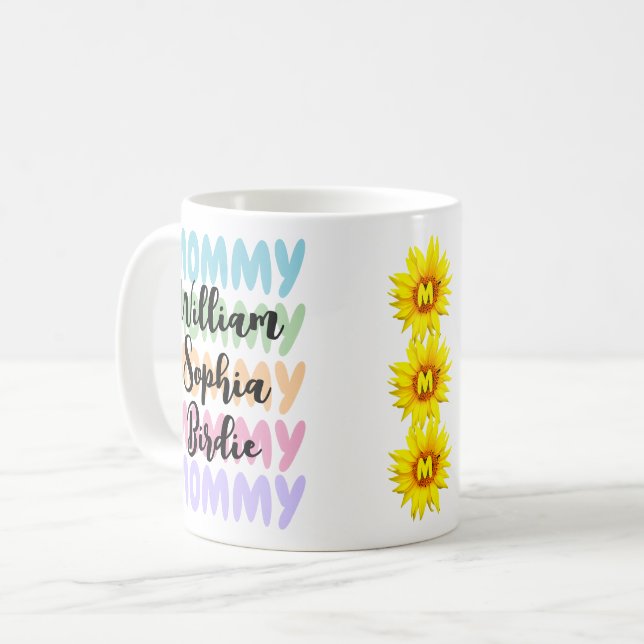 Unikt mammagåva | Moderna barnnamn på en Kaffemugg (Framsida vänster)