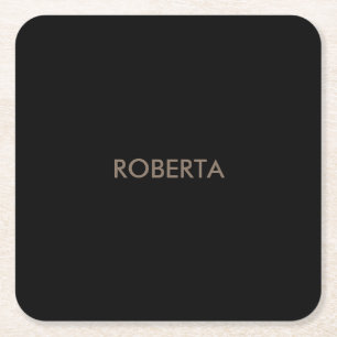 Unikt Modern Black Grått Add Own Namn Underlägg Papper Kvadrat