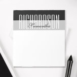 Unikt Modern Black Grått White Geometric Script Anteckningsblock<br><div class="desc">Chic och modern personlig,  svart,  grått och vit minsta geometrisk mönsterknappsats. Byt ut informationen mot din egen.</div>