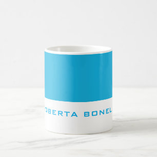 Unikt modernt, minimalistiskt, blått, vitt tillägg kaffemugg
